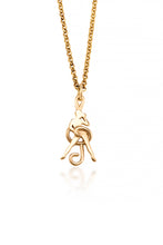 Attitude Dancer Necklace (10 Karat yellow gold)- an elegant treble clef frames the silhoutte of a dancer in this necklace. A perfect gift for the dancer who loves to show a little attitude on stage.
