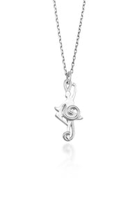 Balance Dancer Pendant ( Sterling Silver)- A ballerina is inset among the smooth curves of a treble clef in this unique piece of dancer jewelry.