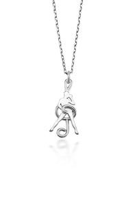 Attitude Dancer Necklace-An elegant treble clef frames the silhoutte of a dancer in this expressive piece. A perfect gift for the dancer who loves to show a little attitude on stage.