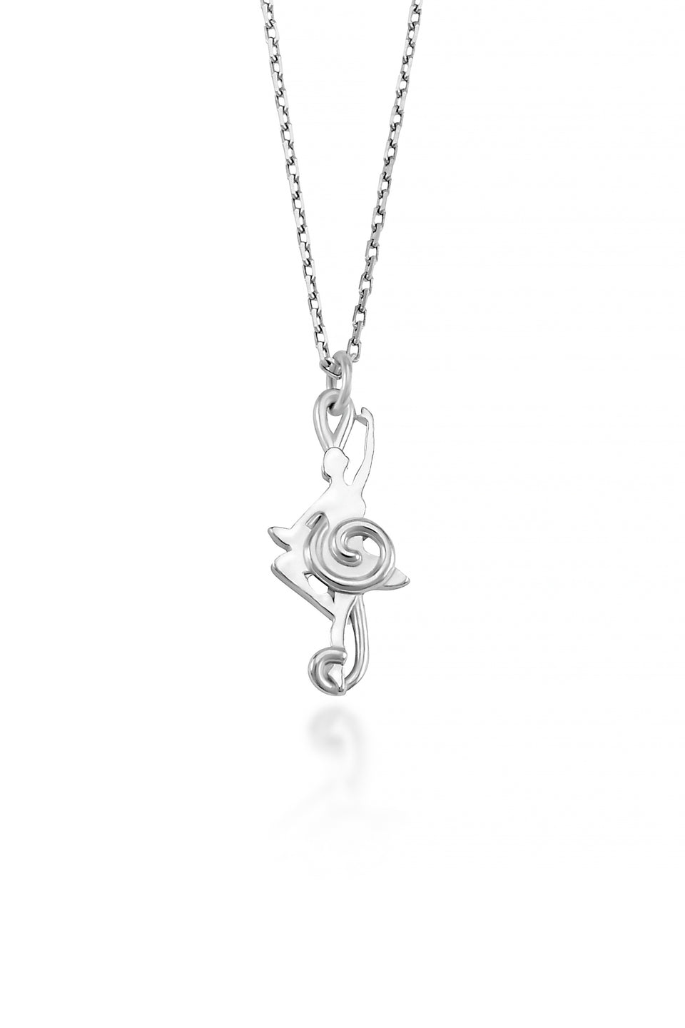 Balance Dancer Pendant ( 10 Karat white gold)- A ballerina is inset among the smooth curves of a treble clef in this unique piece of dancer jewelry.