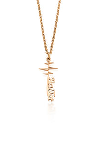 Ballet Pulse Necklace (10 Karat Rose Gold)- An elegant heart beat hangs with the word Ballet written in a beautiful font at the bottom