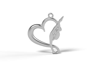 Forever Flexible Necklace by Anna McNulty in sterling silver. Featuring an open heart with a silhoutte in needle pose.