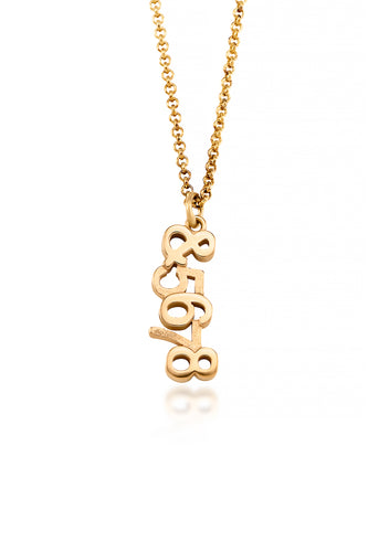 Count In Dance Necklace in 10 Karat Yellow Gold features the numbers &5678 hanging from a delicate chain. Contrasting matte and high shine finishing gives this piece an extra sparkle that is sure to please any dancer.