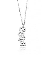 Count In Dance Necklace in Sterling Silver features the numbers &5678 hanging from a delicate chain. Contrasting matte and high shine finishing gives this piece an extra sparkle that is sure to please any dancer.