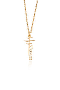 Dance Pulse Necklace in 10 Karat Yellow Gold features an elegant heart beat with the word Dance written at the bottom in beautiful font.