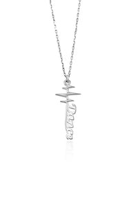 Dance Pulse Necklace in sterling silver features an elegant heart beat with the word Dance written at the bottom in beautiful font.